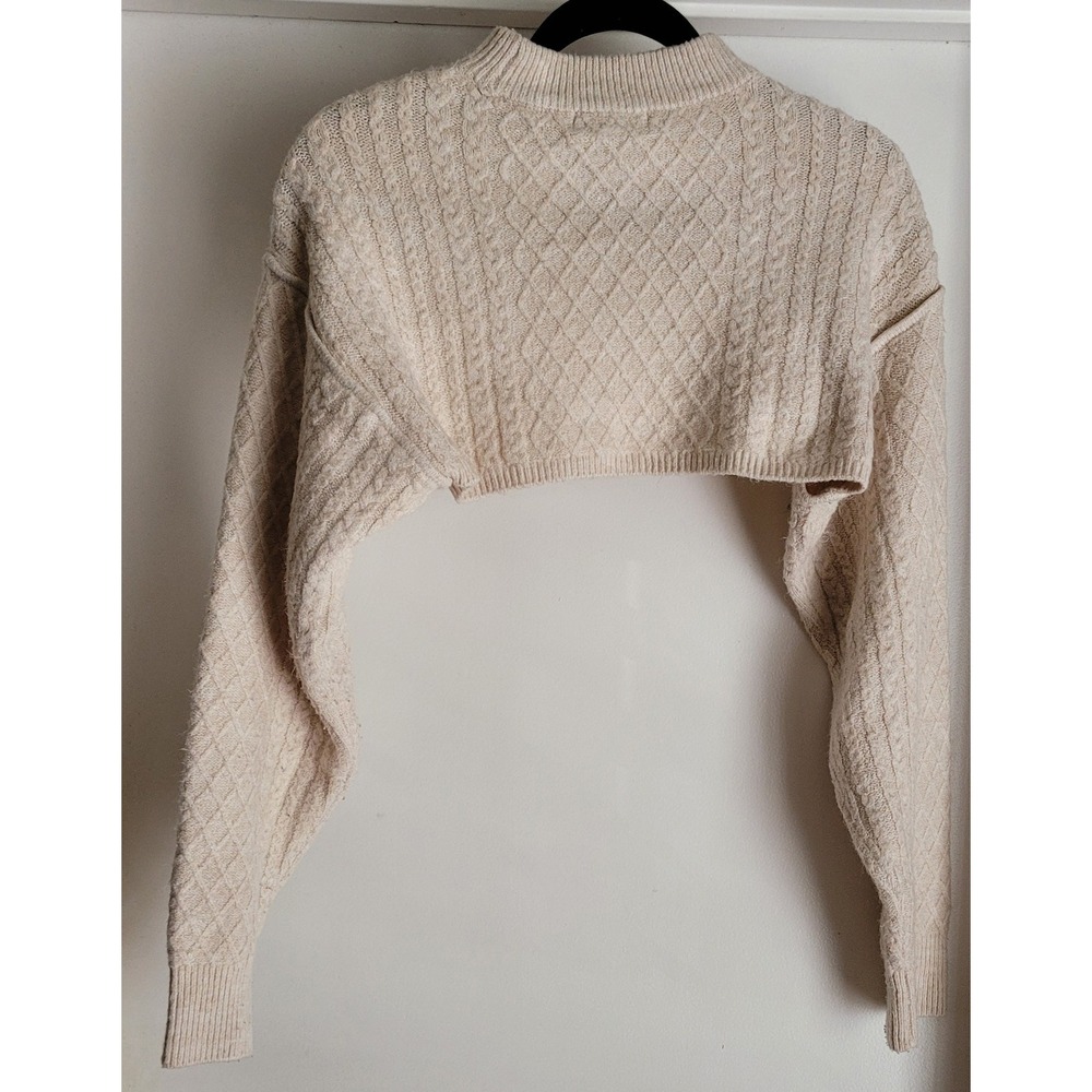 House of Harlow 1960 Women's Cable Knit Pullover Sweater Size M Cream Acrylic
